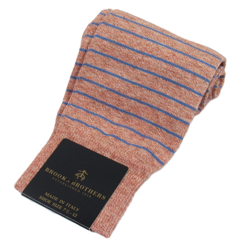 Brooks Brothers Men's Striped Dress Socks Pink Salmon Made in Italy One Size
